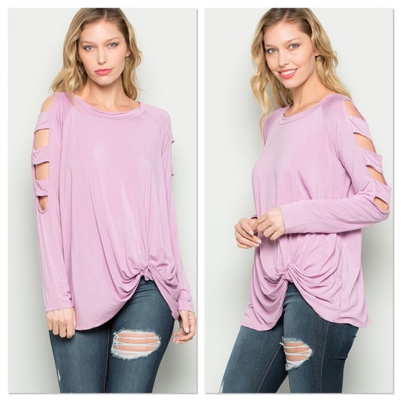 Ice Rose Ladder Sleeve Side Knot Tunic - Picture 2 of 6